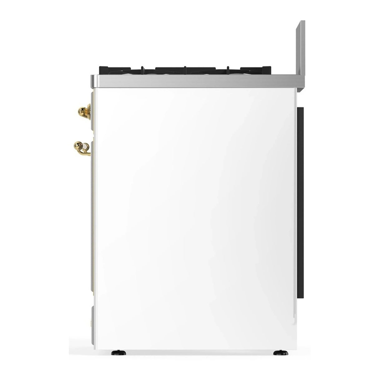 ILVE Majestic III 30-inch Dual Fuel Range with 5 Natural Gas Burner and Solid Door Electric Oven in White with Brass Trim (UM30QNR3WHG)