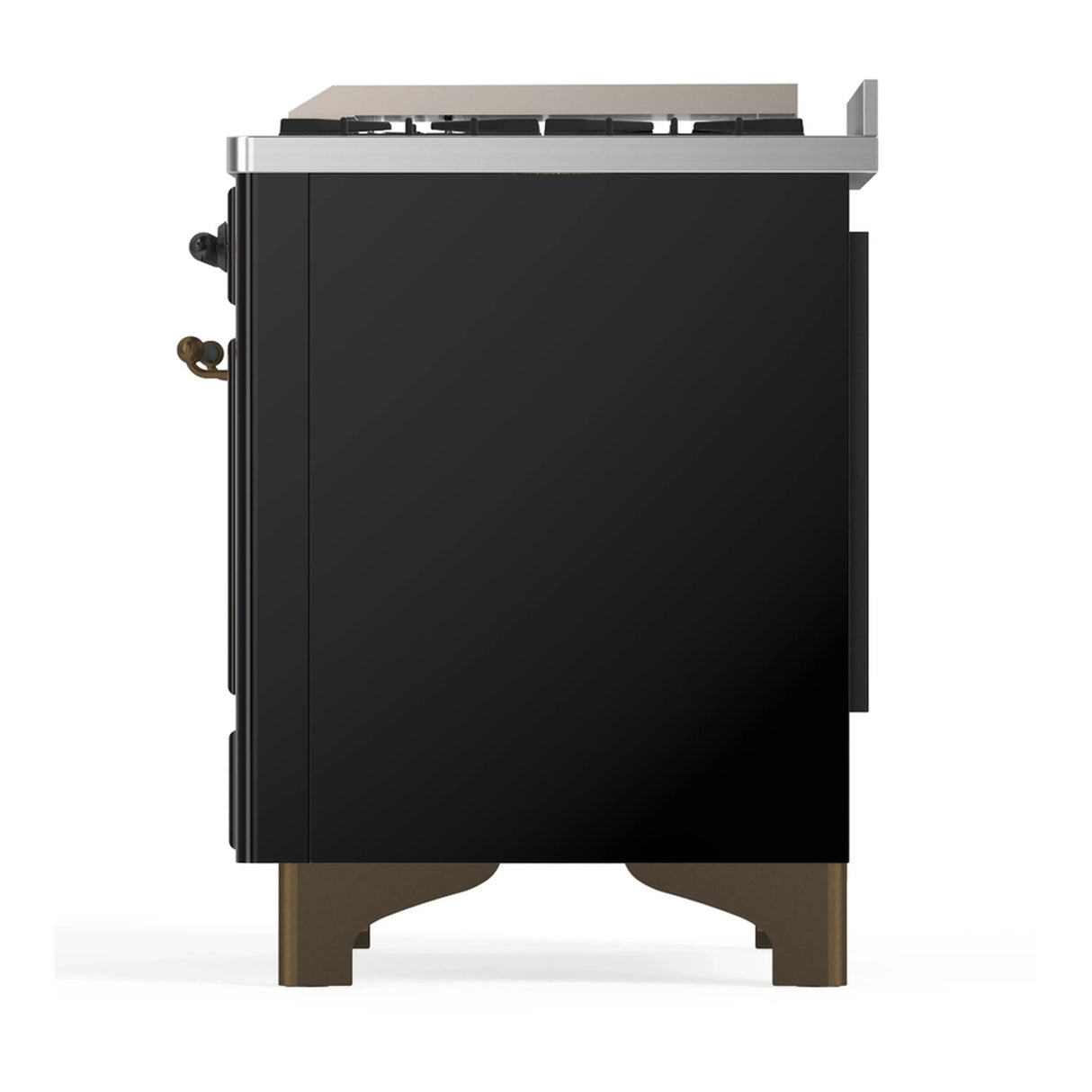ILVE Majestic III 36-inch Dual Fuel Range with 5 Liquid Propane Burner, Griddle and Triple Glass Door Electric Oven in Glossy Black with Burnished Trim (UM36FNR3BKBLP)