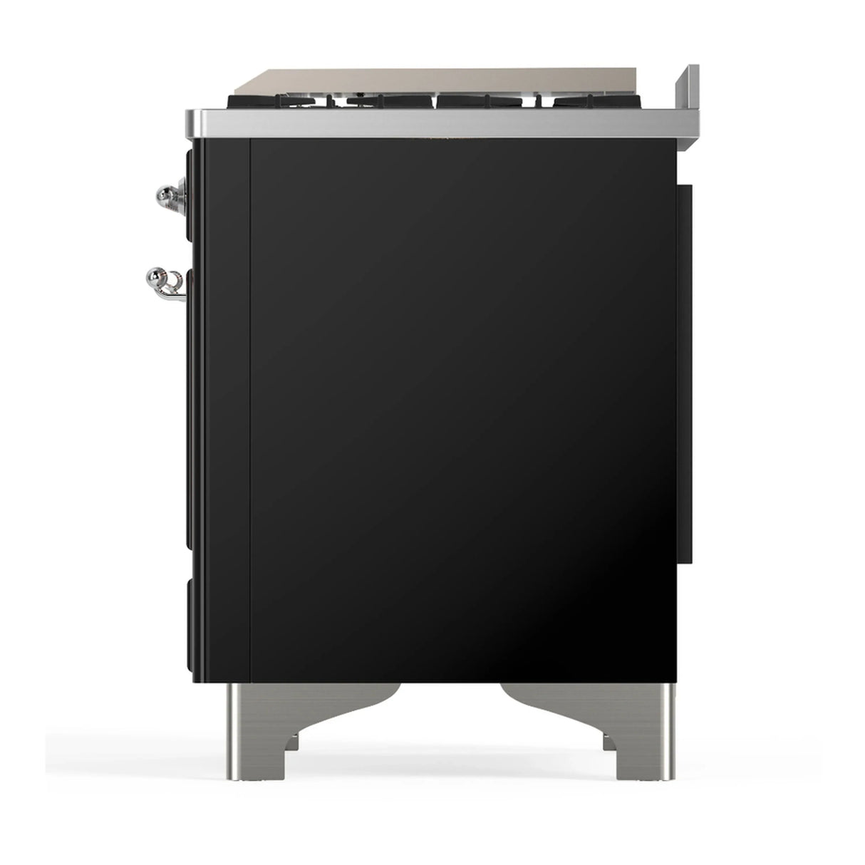 ILVE Majestic III 36-inch Dual Fuel Range with 5 Liquid Propane Burner, Griddle and Triple Glass Door Electric Oven in Glossy Black with Chrome Trim (UM36FNR3BKCLP)
