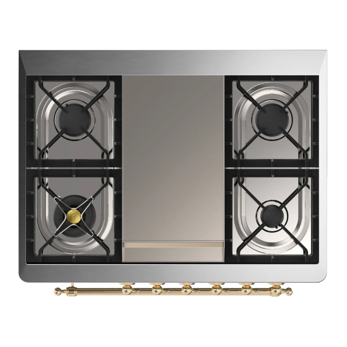 ILVE Majestic III 36-inch Dual Fuel Range with 5 Liquid Propane Burner, Griddle and Triple Glass Door Electric Oven in Burgundy with Brass Trim (UM36FNR3BUGLP)