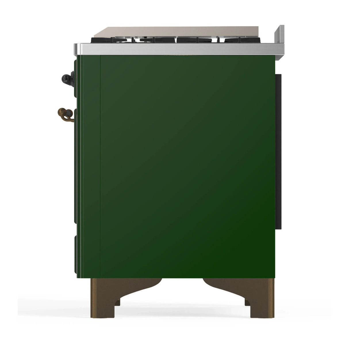ILVE Majestic III 36-inch Dual Fuel Range with 6 Natural Gas Burner, Griddle and Triple Glass Door Electric Oven in Emerald Green with Burnished Trim (UM36FNR3EGB)