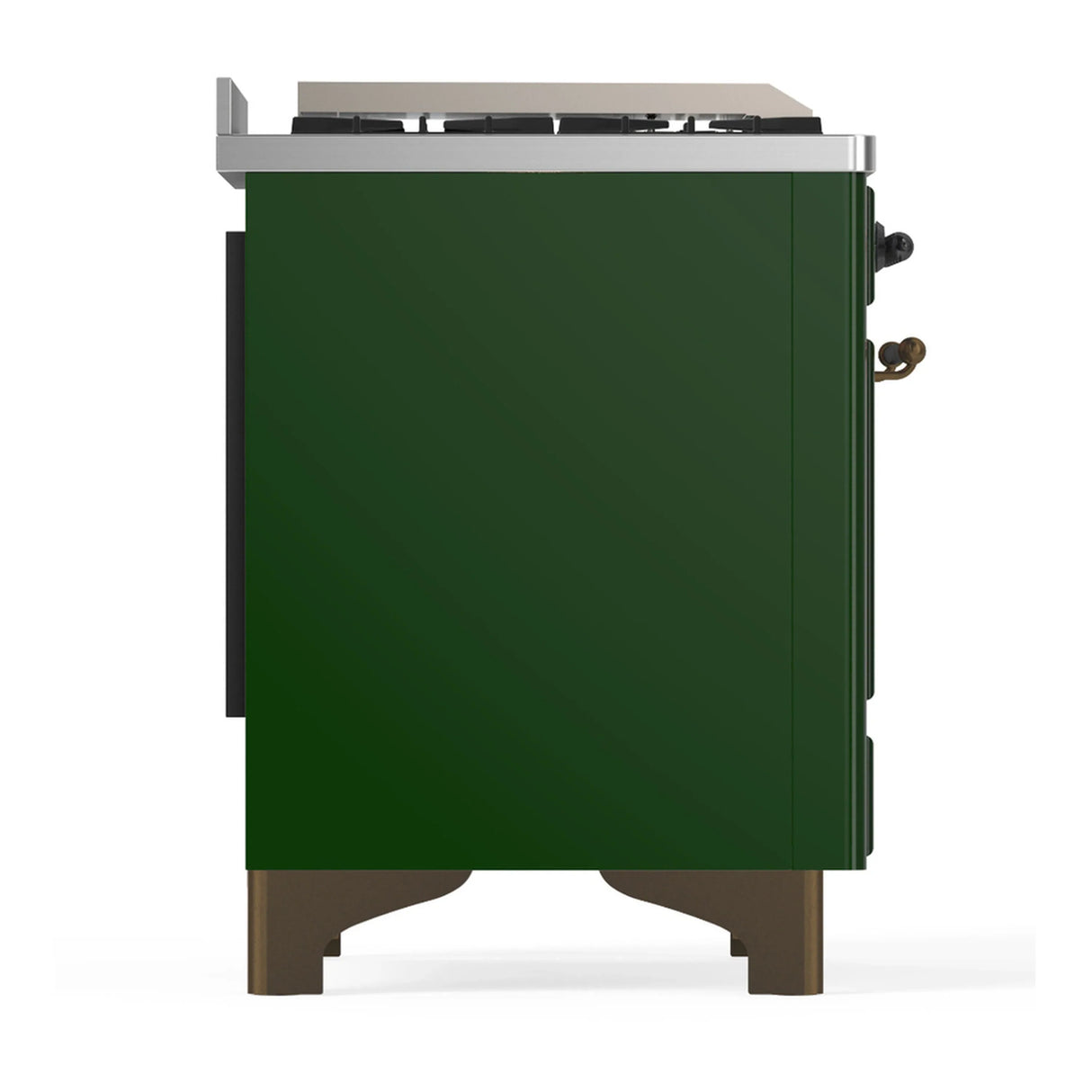 ILVE Majestic III 36-inch Dual Fuel Range with 6 Natural Gas Burner, Griddle and Triple Glass Door Electric Oven in Emerald Green with Burnished Trim (UM36FNR3EGB)