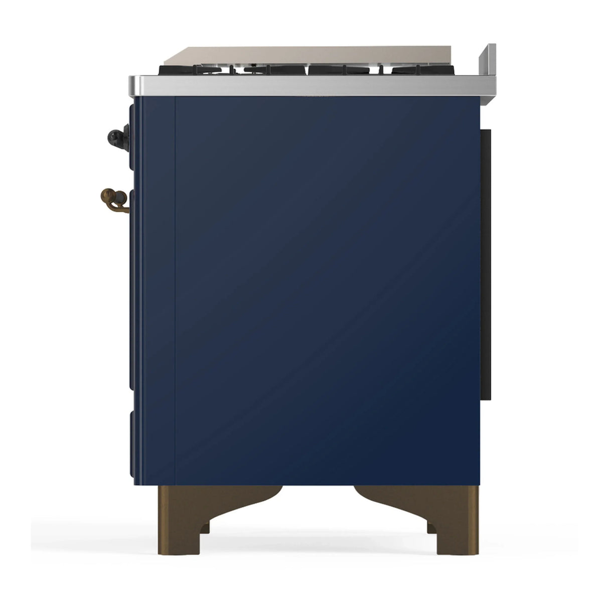 ILVE Majestic III 36-inch Dual Fuel Range with 6 Natural Gas Burner, Griddle and Triple Glass Door Electric Oven in Midnight Blue with Burnished Trim (UM36FNR3MBB)