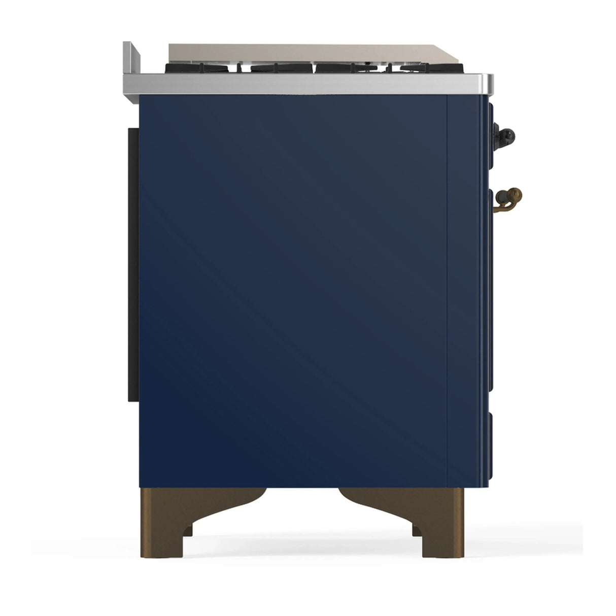 ILVE Majestic III 36-inch Dual Fuel Range with 6 Natural Gas Burner, Griddle and Triple Glass Door Electric Oven in Midnight Blue with Burnished Trim (UM36FNR3MBB)