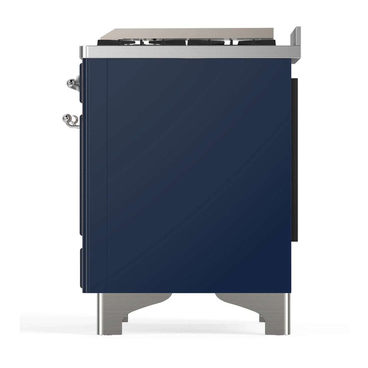 ILVE Majestic III 36-inch Dual Fuel Range with 6 Natural Gas Burner, Griddle and Triple Glass Door Electric Oven in Midnight Blue with Chrome Trim (UM36FNR3MBC)