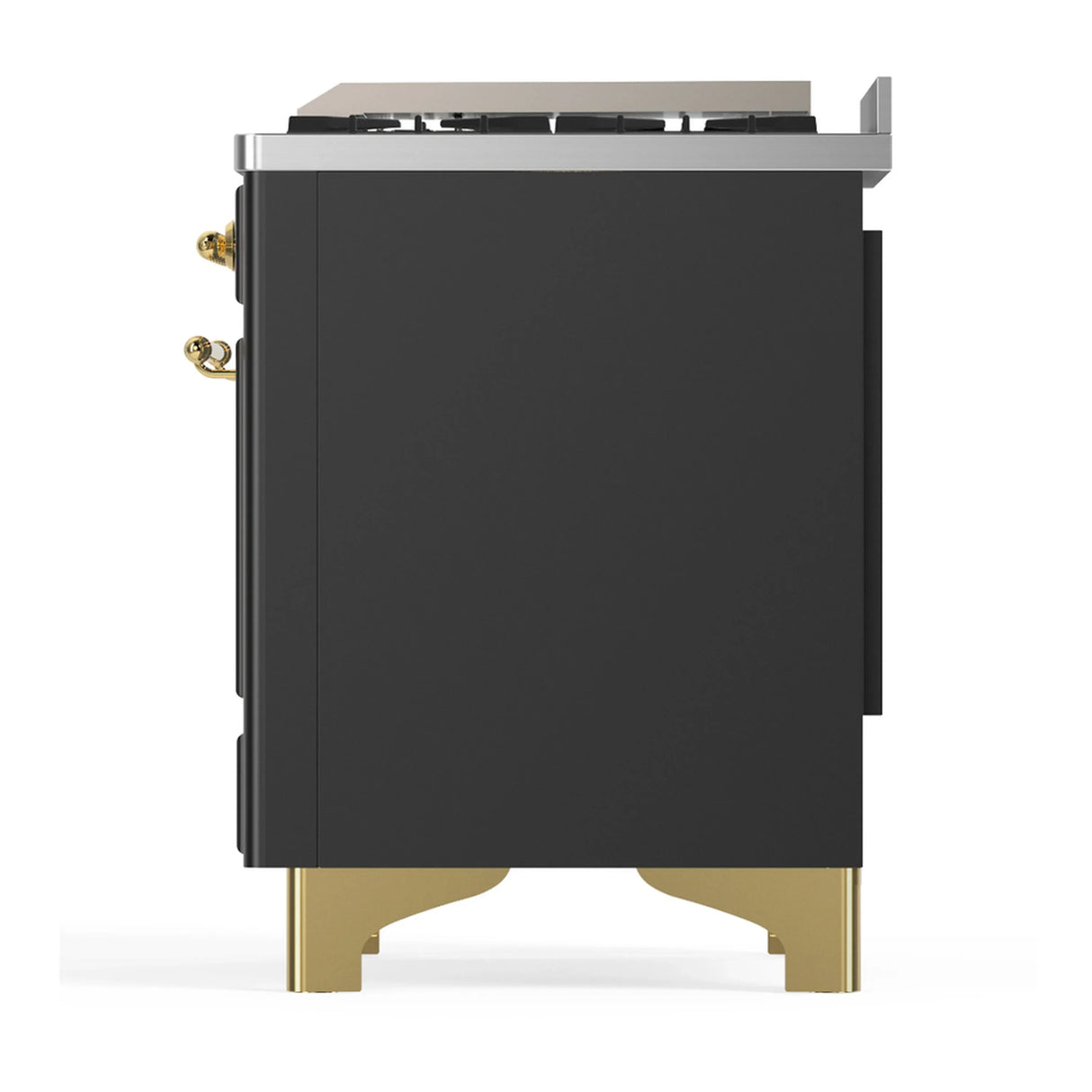 ILVE Majestic III 36-inch Dual Fuel Range with 5 Liquid Propane Burner, Griddle and Triple Glass Door Electric Oven in Graphite Matte with Brass Trim (UM36FNR3MGGLP)