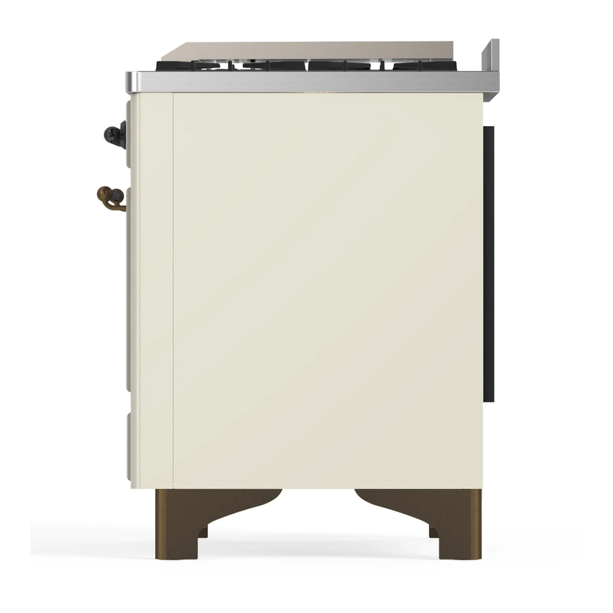ILVE Majestic III 36-inch Dual Fuel Range with 6 Natural Gas Burner, Griddle and Solid Door Electric Oven in Antique White with Burnished Trim (UM36FQNR3AWB)