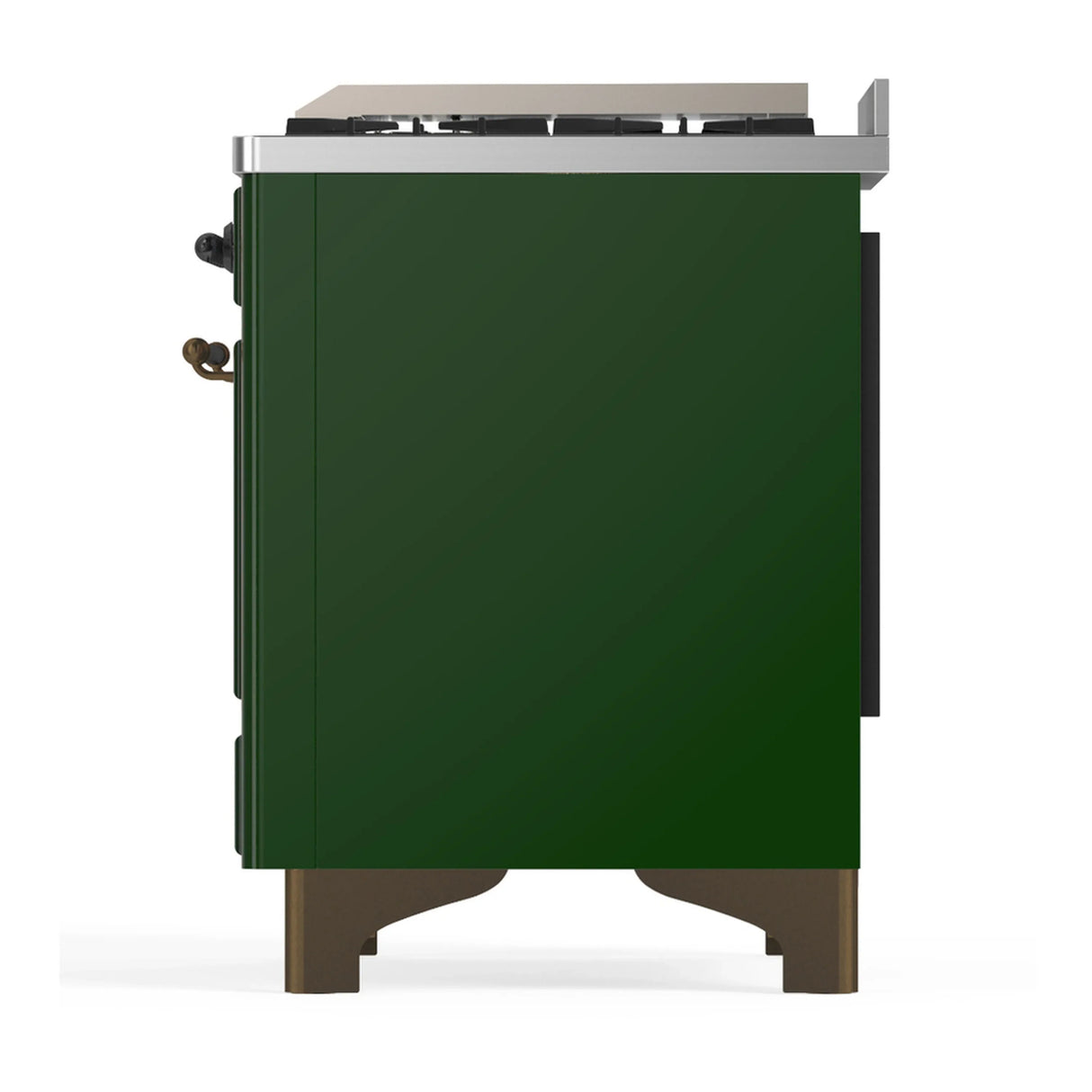 ILVE Majestic III 36-inch Dual Fuel Range with 6 Natural Gas Burner, Griddle and Solid Door Electric Oven in Emerald Green with Burnished Trim (UM36FQNR3EGB)