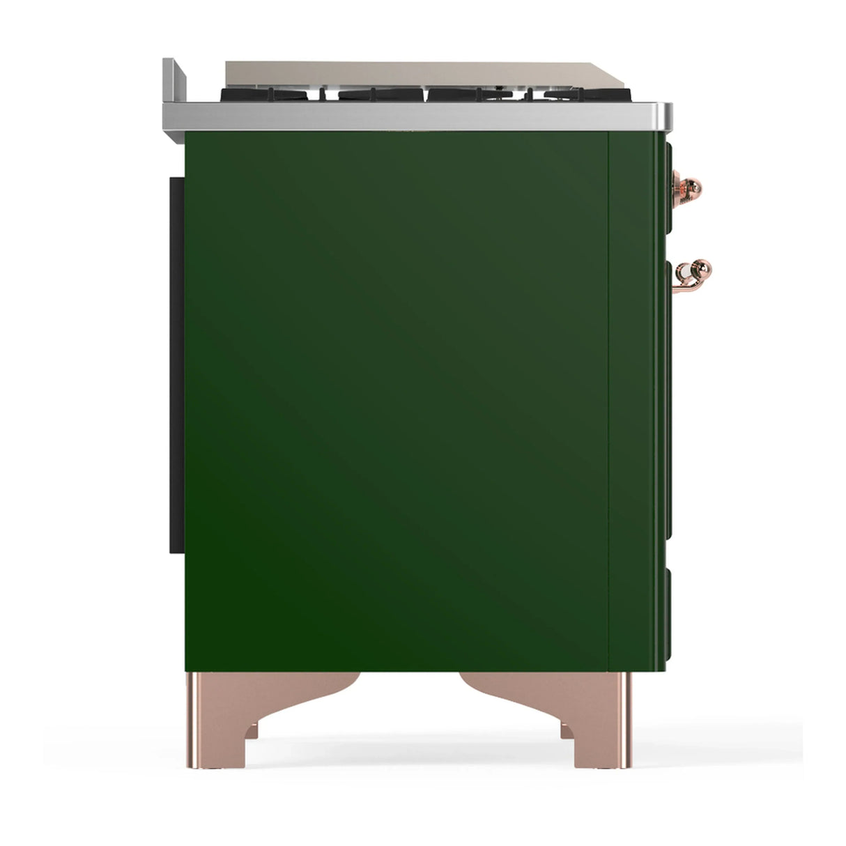 ILVE Majestic III 36-inch Dual Fuel Range with 6 Natural Gas Burner, Griddle and Solid Door Electric Oven in Emerald Green with Copper Trim (UM36FQNR3EGP)