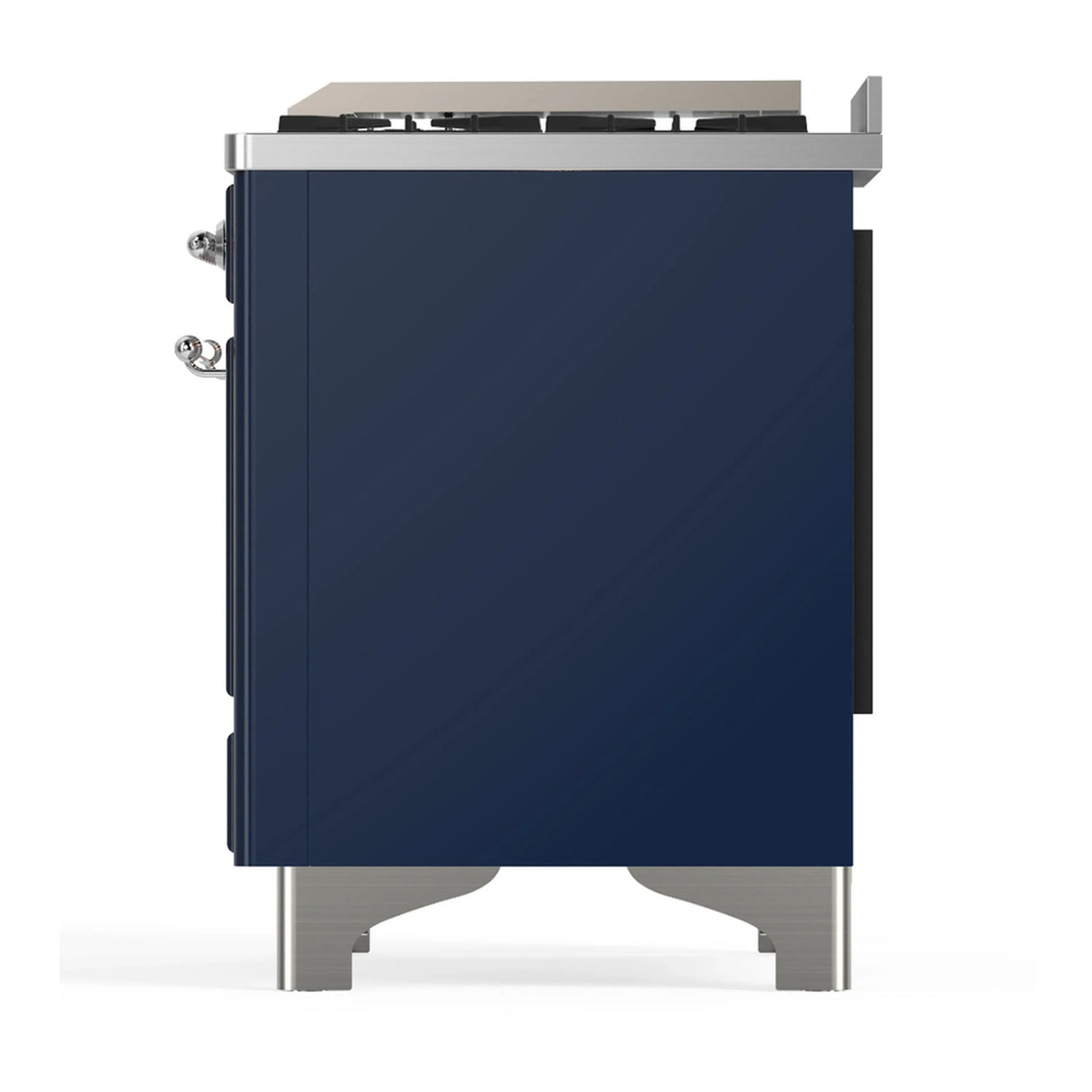 ILVE Majestic III 36-inch Dual Fuel Range with 6 Natural Gas Burner, Griddle and Solid Door Electric Oven in Midnight Blue with Chrome Trim (UM36FQNR3MBC)
