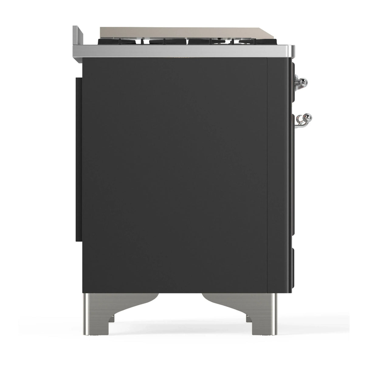 ILVE Majestic III 36-inch Dual Fuel Range with 5 Liquid Propane Burner, Griddle and Solid Door Electric Oven in Graphite Matte with Chrome Trim (UM36FQNR3MGCLP)