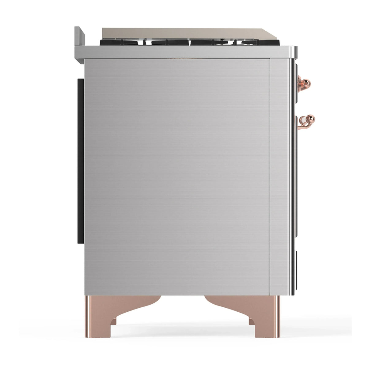 ILVE Majestic III 36-inch Dual Fuel Range with 6 Natural Gas Burner, Griddle and Solid Door Electric Oven in Stainless Steel with Copper Trim (UM36FQNR3SSP)