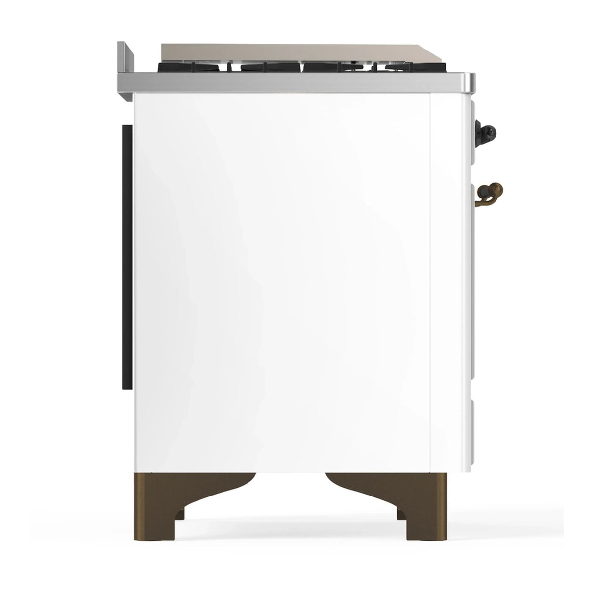 ILVE Majestic III 36-inch Dual Fuel Range with 5 Liquid Propane Burner, Griddle and Solid Door Electric Oven in White with Burnished Trim (UM36FQNR3WHBLP)