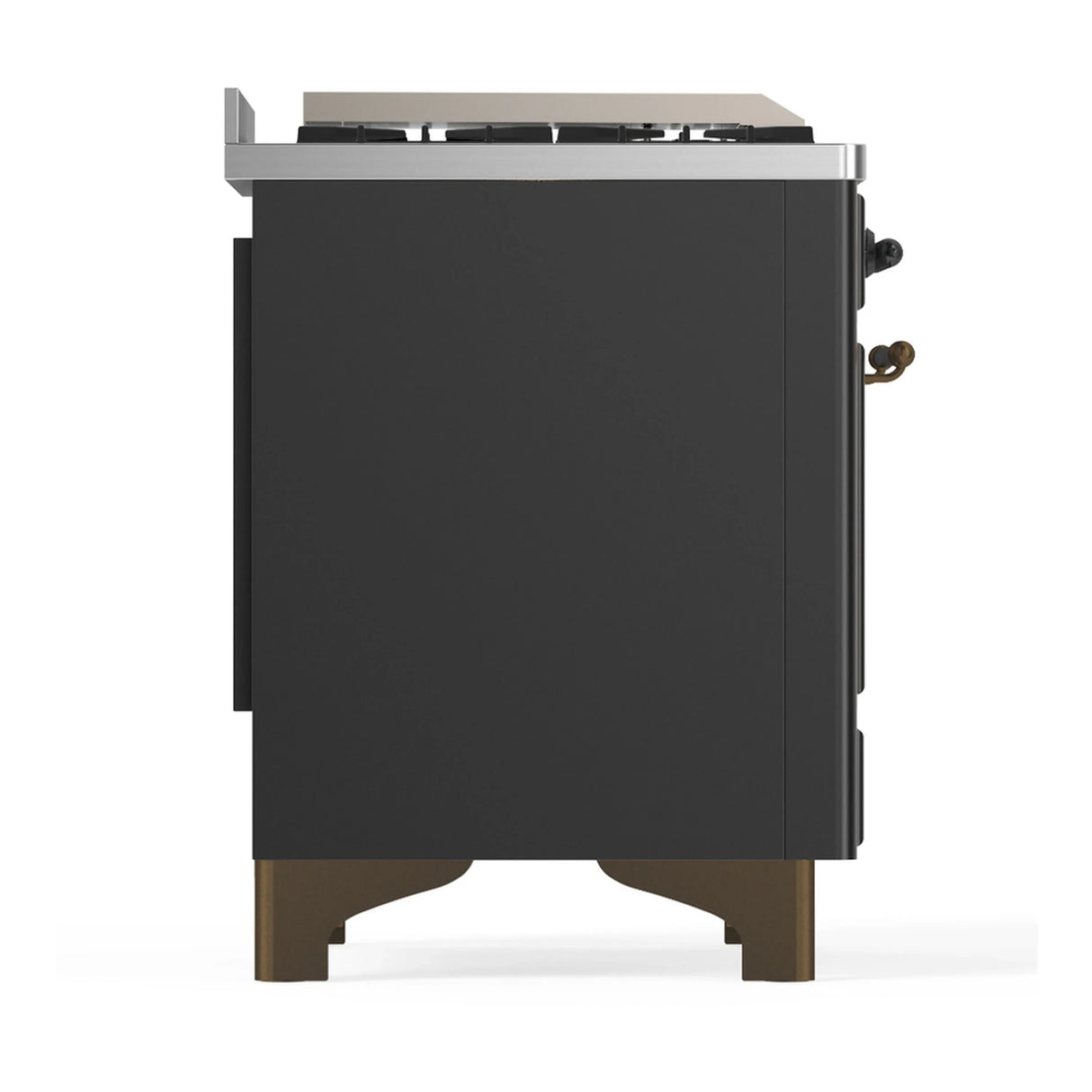 ILVE Majestic III 48-inch Dual Fuel Range with 5 Natural Gas Burner, Griddle and Triple Glass Door Electric Oven in Graphite Matte with Burnished Trim (UM48FNR3MGB)