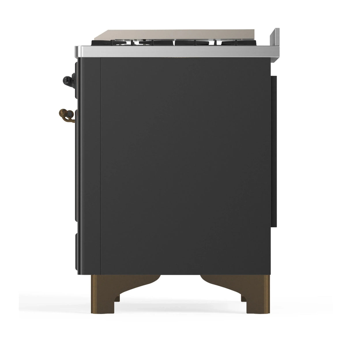 ILVE Majestic III 48-inch Dual Fuel Range with 5 Natural Gas Burner, Griddle and Triple Glass Door Electric Oven in Graphite Matte with Burnished Trim (UM48FNR3MGB)