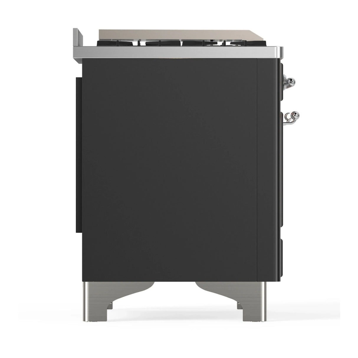 ILVE Majestic III 48-inch Dual Fuel Range with 5 Liquid Propane Burner, Griddle and Triple Glass Door Electric Oven in Graphite Matte with Chrome Trim (UM48FNR3MGCLP)