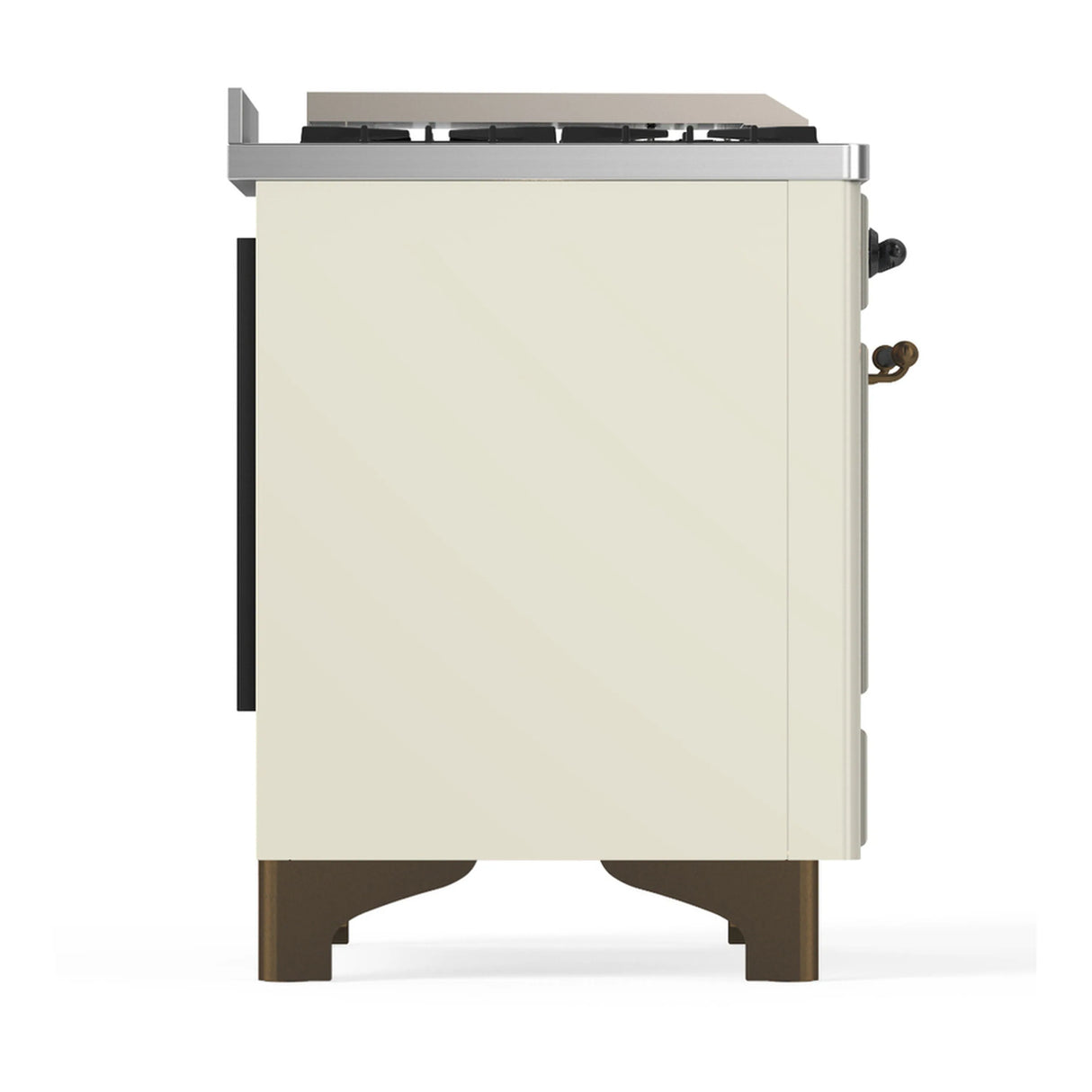 ILVE Majestic III 48-inch Dual Fuel Range with 5 Natural Gas Burner, Griddle and Solid Door Electric Oven in Antique White with Burnished Trim (UM48FQNR3AWB)