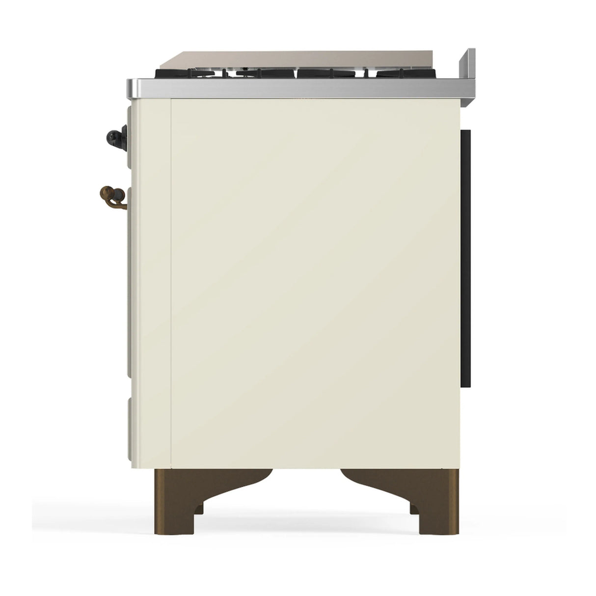 ILVE Majestic III 48-inch Dual Fuel Range with 5 Natural Gas Burner, Griddle and Solid Door Electric Oven in Antique White with Burnished Trim (UM48FQNR3AWB)