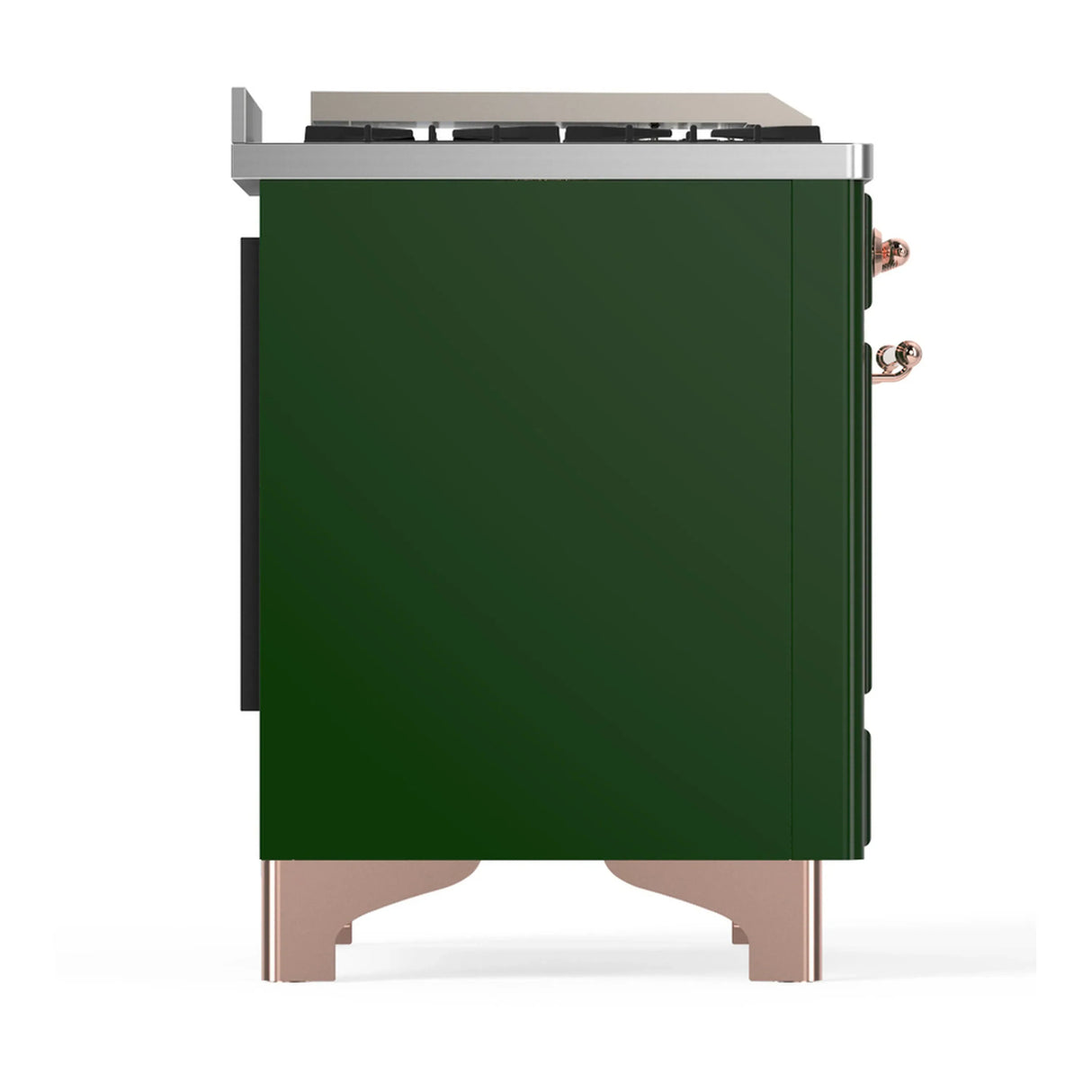 ILVE Majestic III 48-inch Dual Fuel Range with 5 Natural Gas Burner, Griddle and Solid Door Electric Oven in Emerald Green with Copper Trim (UM48FQNR3EGP)