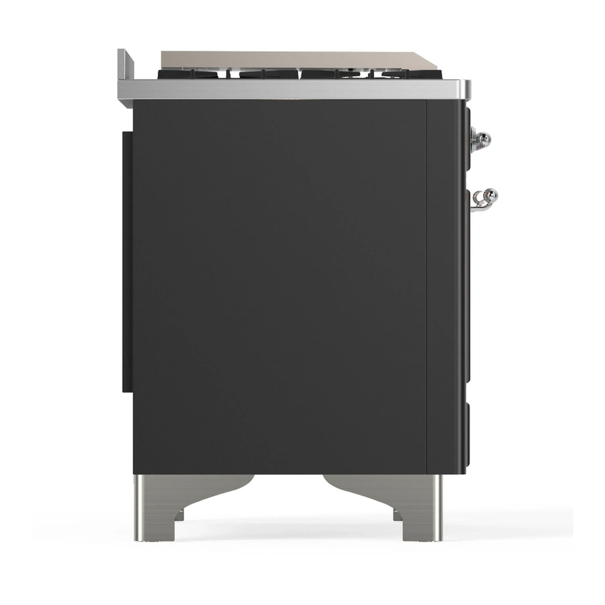 ILVE Majestic III 48-inch Dual Fuel Range with 5 Natural Gas Burner, Griddle and Solid Door Electric Oven in Graphite Matte with Chrome Trim (UM48FQNR3MGC)