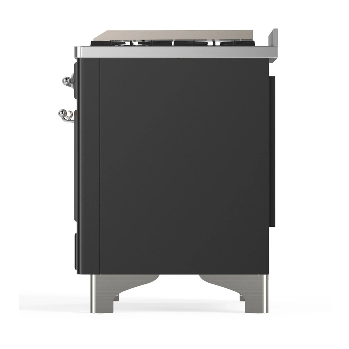 ILVE Majestic III 48-inch Dual Fuel Range with 5 Natural Gas Burner, Griddle and Solid Door Electric Oven in Graphite Matte with Chrome Trim (UM48FQNR3MGC)