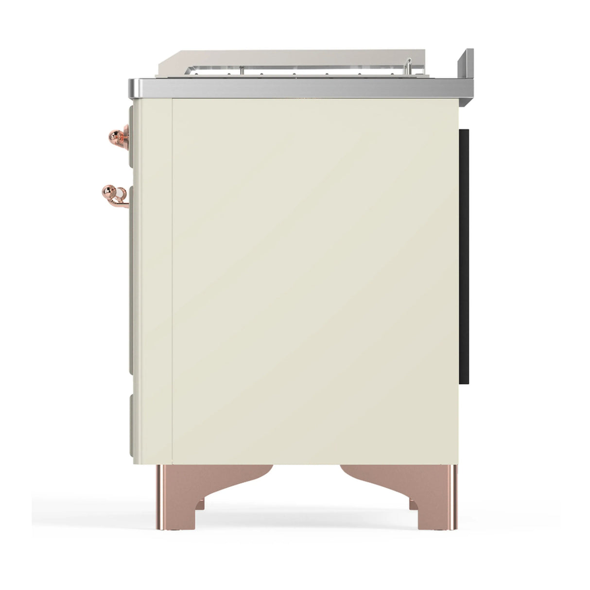 ILVE Majestic III 48-inch Dual Fuel Range with 5 Natural Gas Burner, Griddle, French Top and Triple Glass Door Electric Oven in Antique White with Copper Trim (UM48FSNR3AWP)