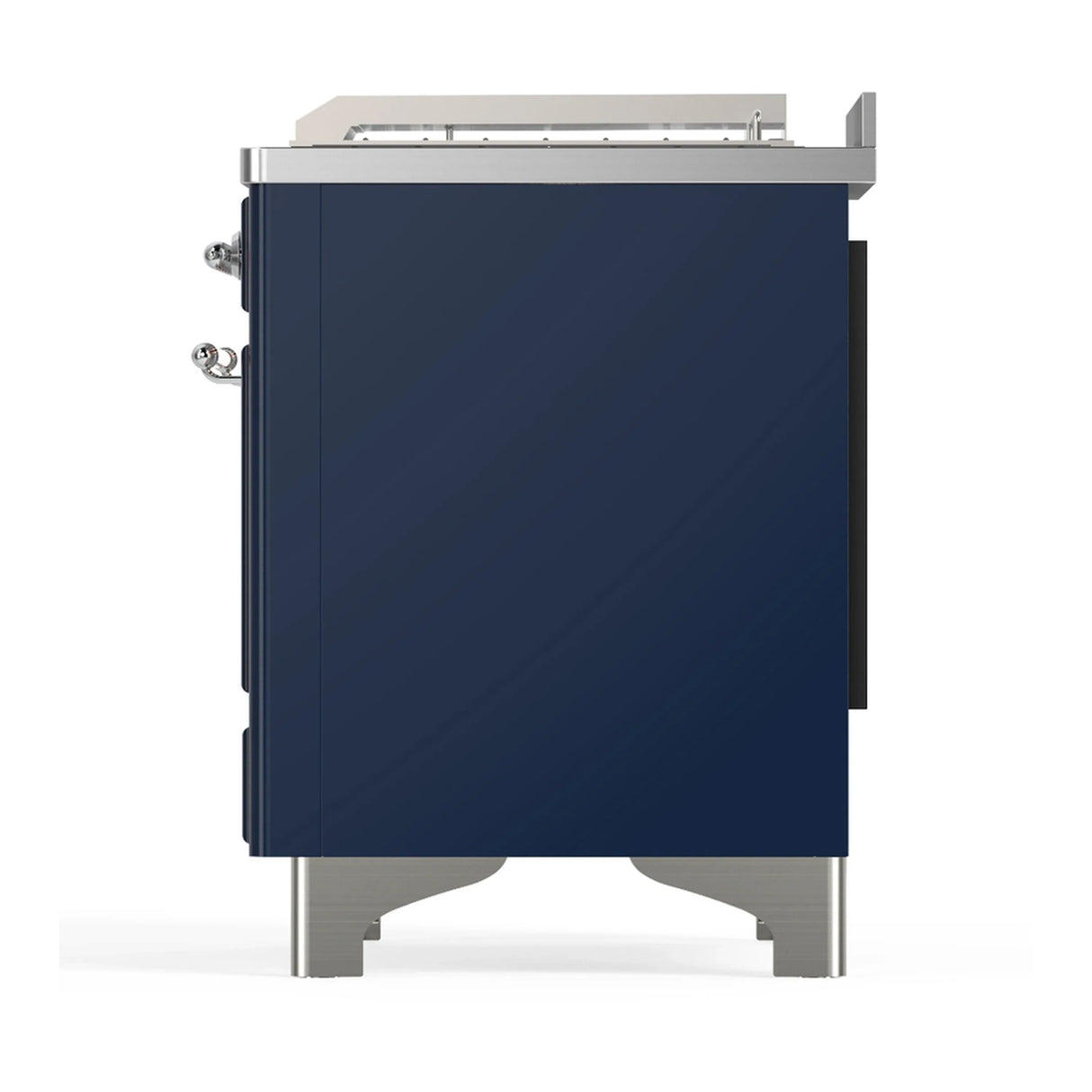 ILVE Majestic III 48-inch Dual Fuel Range with 5 Liquid Propane Burner, Griddle, French Top and Triple Glass Door Electric Oven in Midnight Blue with Chrome Trim (UM48FSNR3MBCLP)