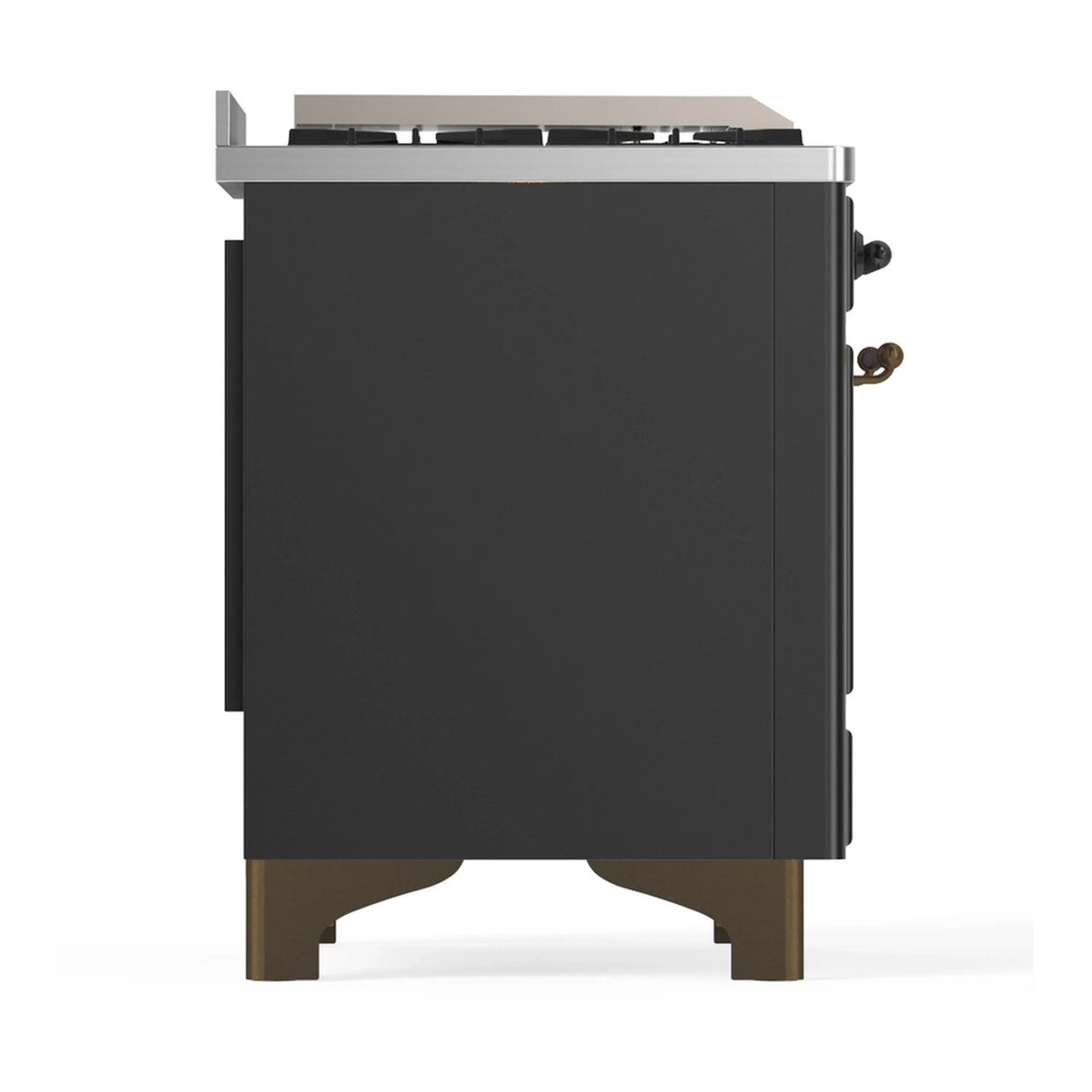 ILVE Majestic III 48-inch Dual Fuel Range with 5 Liquid Propane Burner, Griddle, French Top and Triple Glass Door Electric Oven in Graphite Matte with Burnished Trim (UM48FSNR3MGBLP)