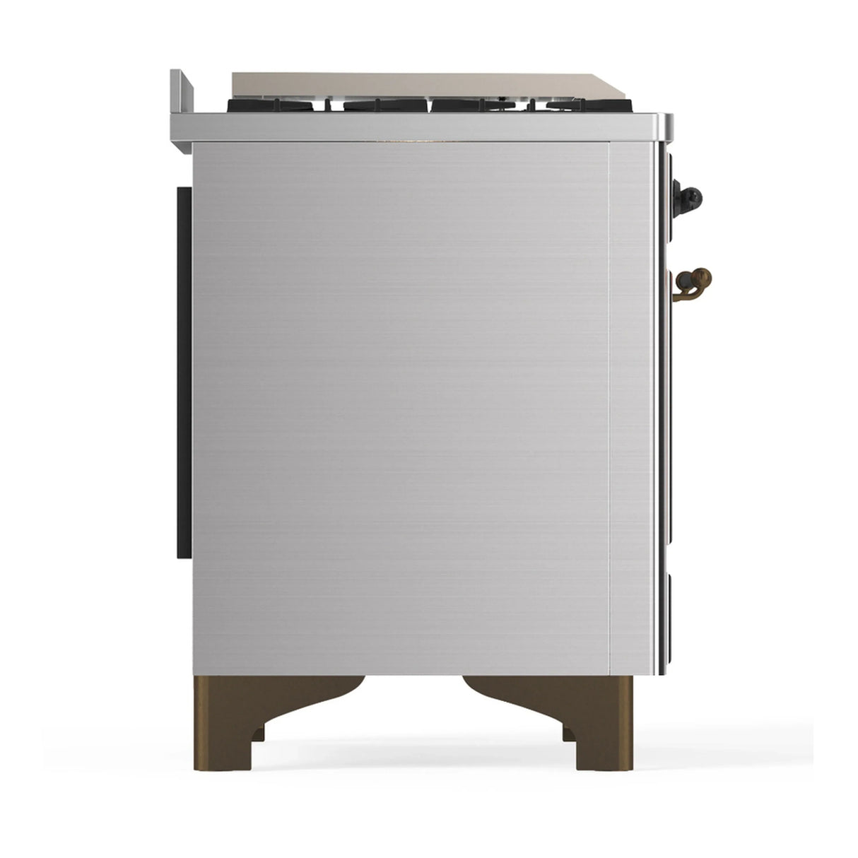 ILVE Majestic III 48-inch Dual Fuel Range with 5 Liquid Propane Burner, Griddle, French Top and Triple Glass Door Electric Oven in Stainless Steel with Burnished Trim (UM48FSNR3SSBLP)