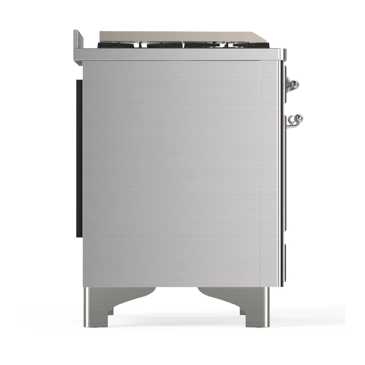 ILVE Majestic III 48-inch Dual Fuel Range with 5 Liquid Propane Burner, Griddle, French Top and Triple Glass Door Electric Oven in Stainless Steel with Chrome Trim (UM48FSNR3SSCLP)