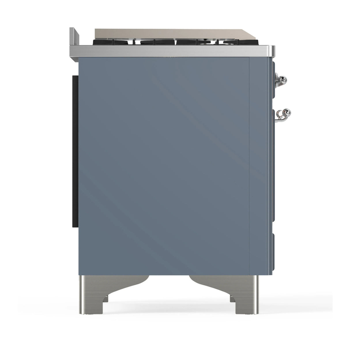 ILVE Majestic III 48-inch Dual Fuel Range with 5 Liquid Propane Burner, Griddle, French Top and Solid Door Electric Oven in Blue Grey with Chrome Trim (UM48FSQNR3BGCLP)