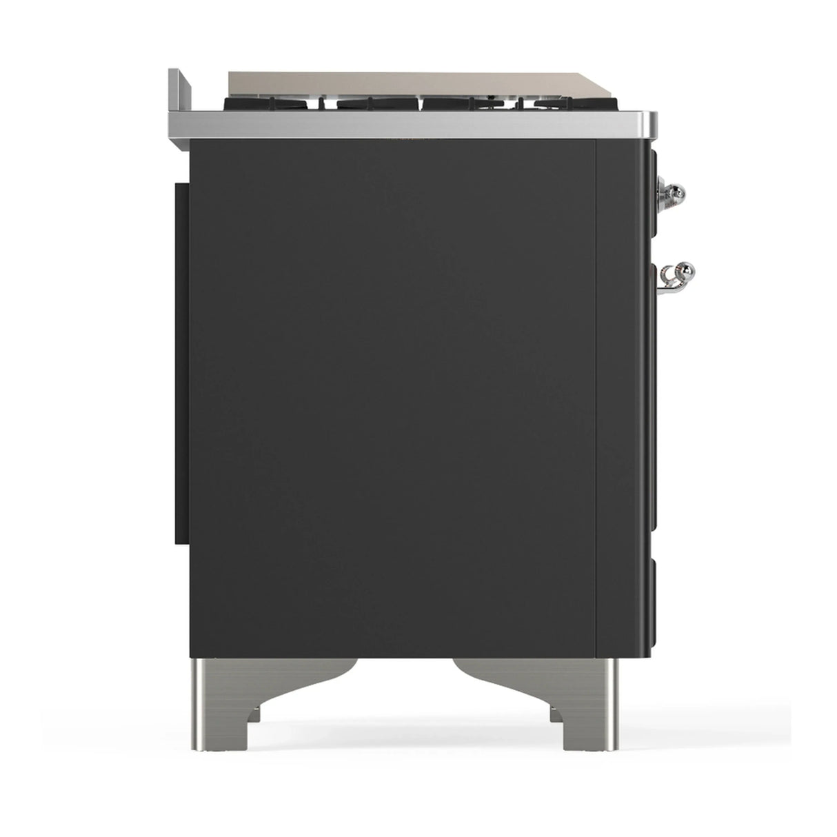 ILVE Majestic III 48-inch Dual Fuel Range with 5 Liquid Propane Burner, Griddle, French Top and Solid Door Electric Oven in Graphite Matte with Chrome Trim (UM48FSQNR3MGCLP)
