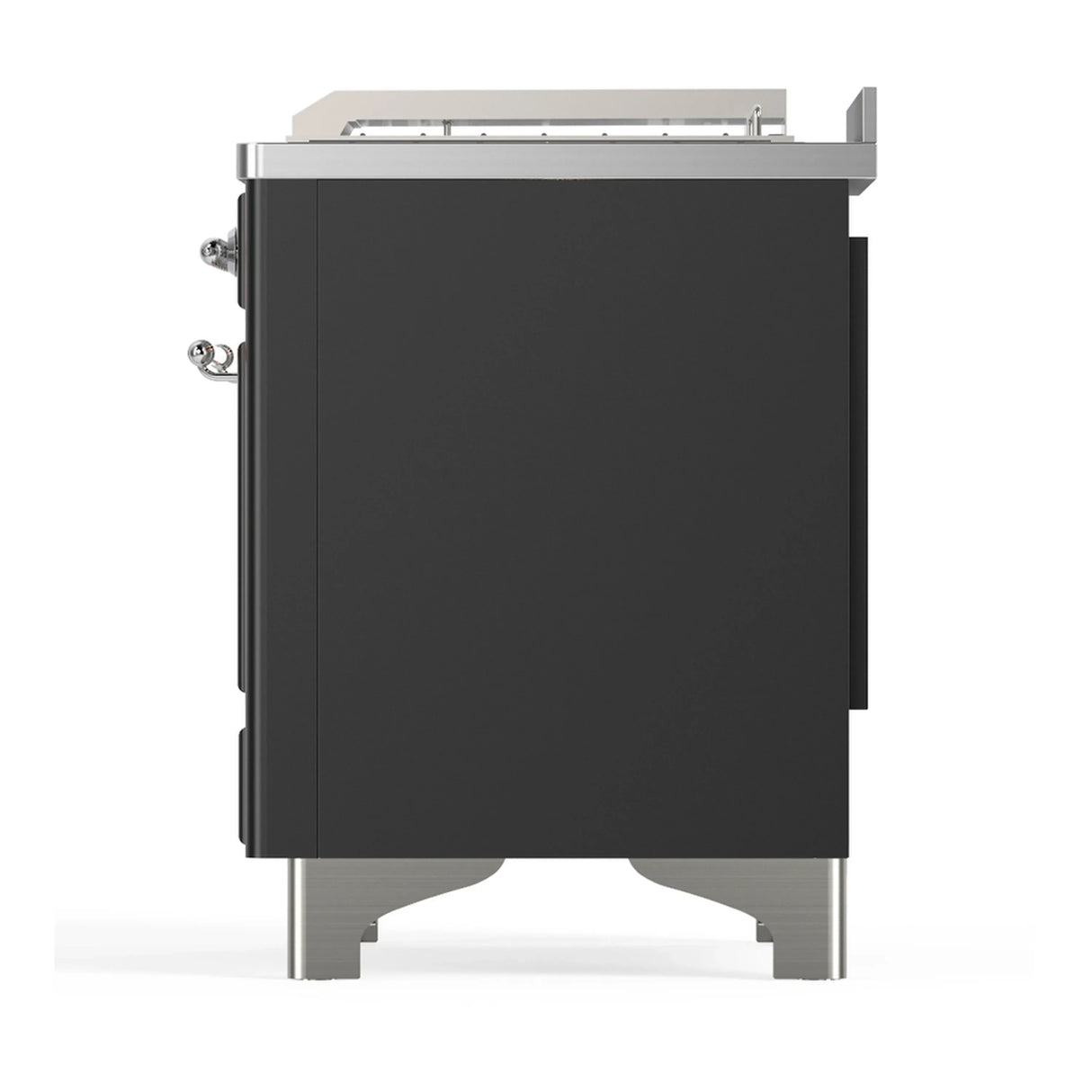 ILVE Majestic III 48-inch Dual Fuel Range with 5 Liquid Propane Burner, Griddle, French Top and Solid Door Electric Oven in Graphite Matte with Chrome Trim (UM48FSQNR3MGCLP)
