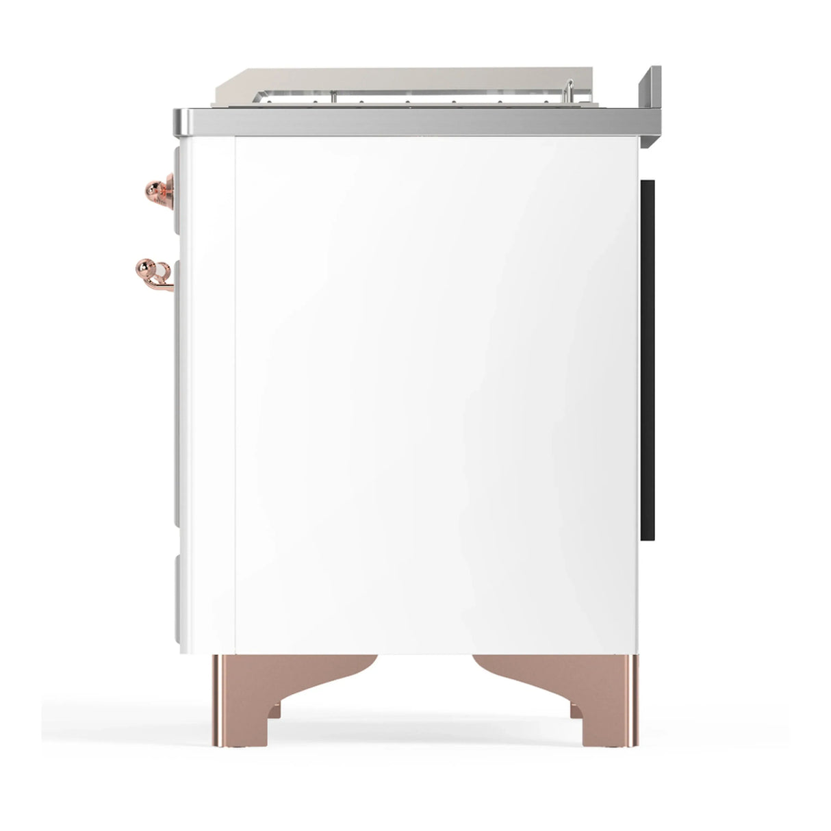 ILVE Majestic III 48-inch Dual Fuel Range with 5 Liquid Propane Burner, Griddle, French Top and Solid Door Electric Oven in White with Copper Trim (UM48FSQNR3WHPLP)