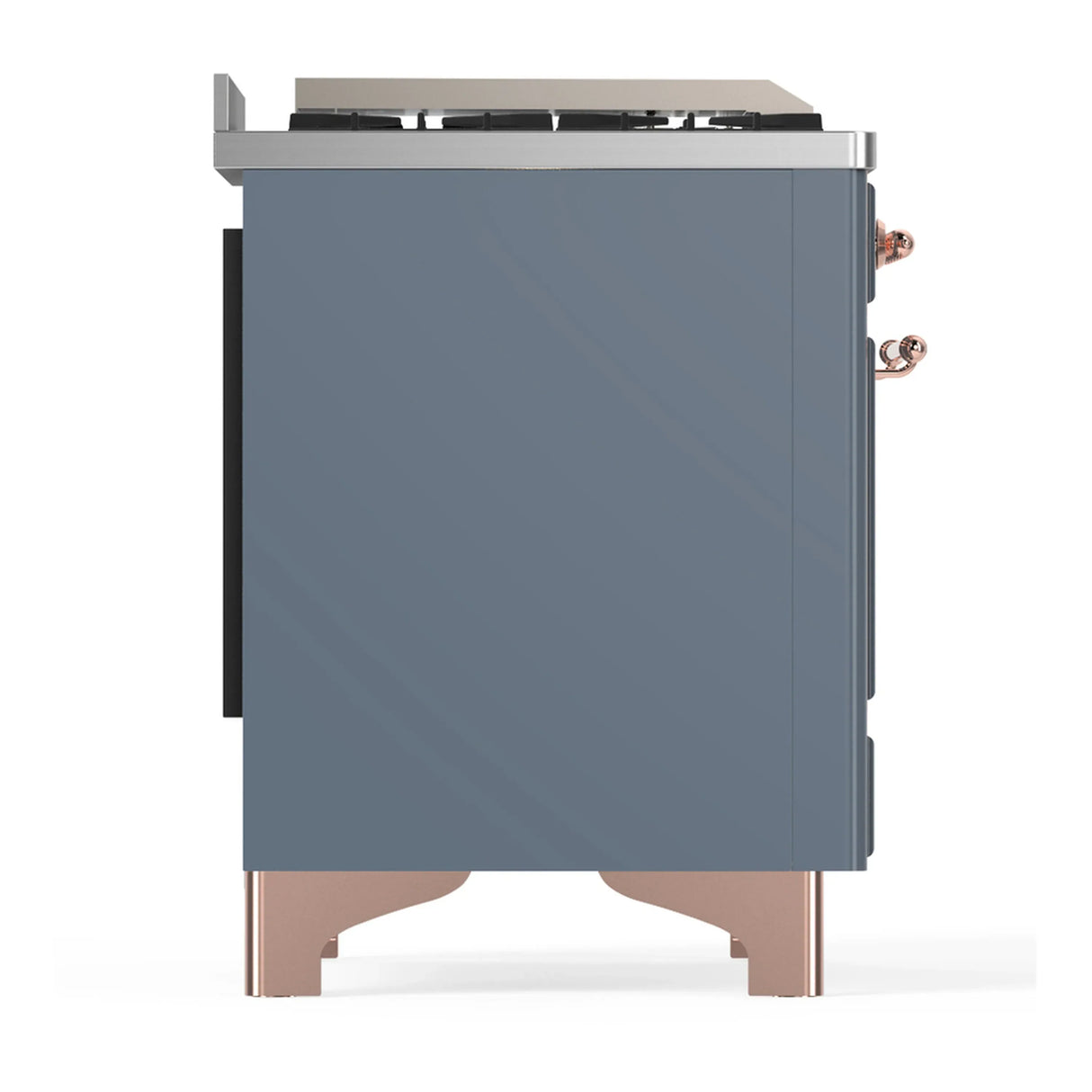ILVE Majestic III 60-inch Dual Fuel Range with 5 Liquid Propane Burner, Griddle and Triple Glass Door Electric Oven in Blue Grey with Copper Trim (UM60FNR3BGPLP)