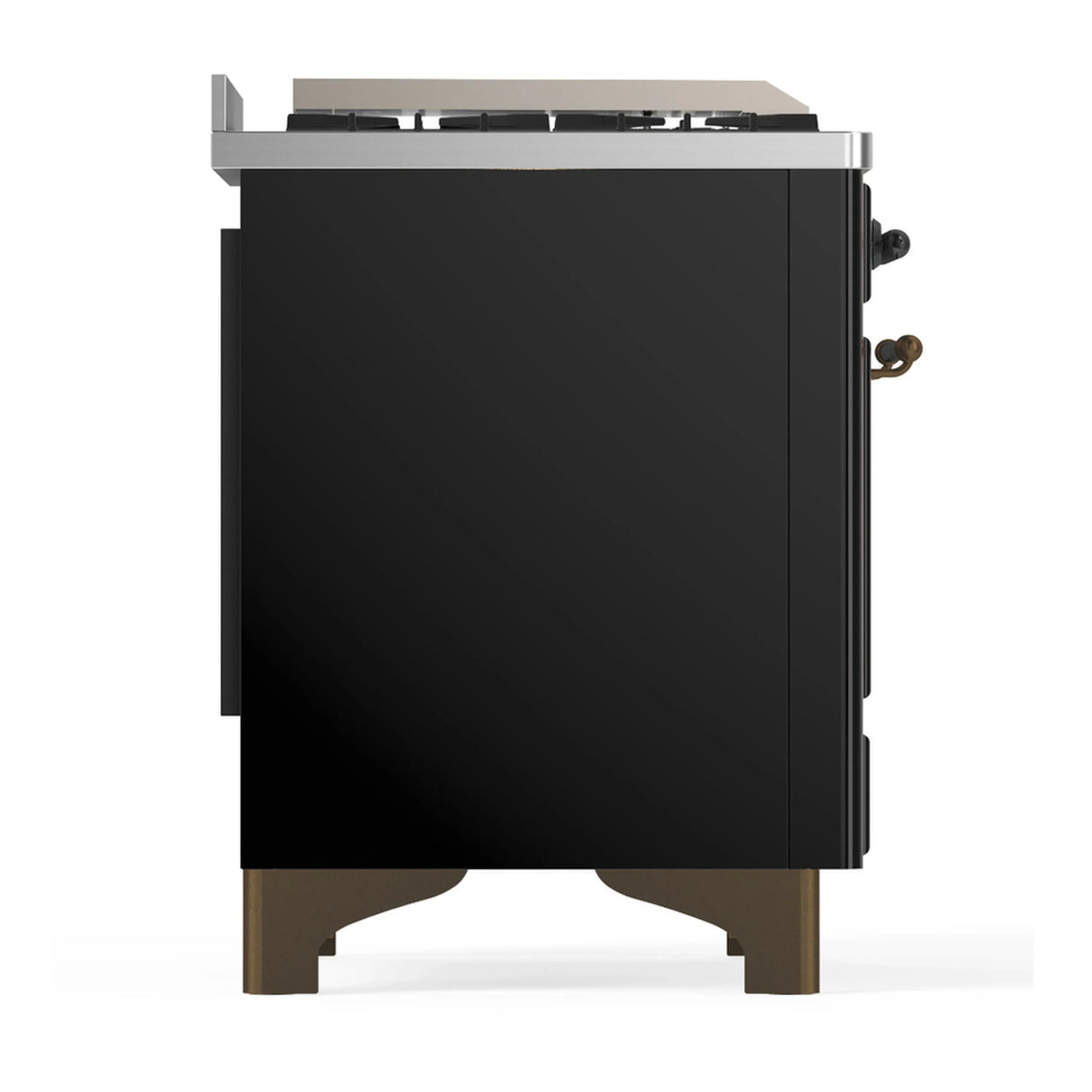 ILVE Majestic III 60-inch Dual Fuel Range with 5 Liquid Propane Burner, Griddle and Triple Glass Door Electric Oven in Glossy Black with Burnished Trim (UM60FNR3BKBLP)