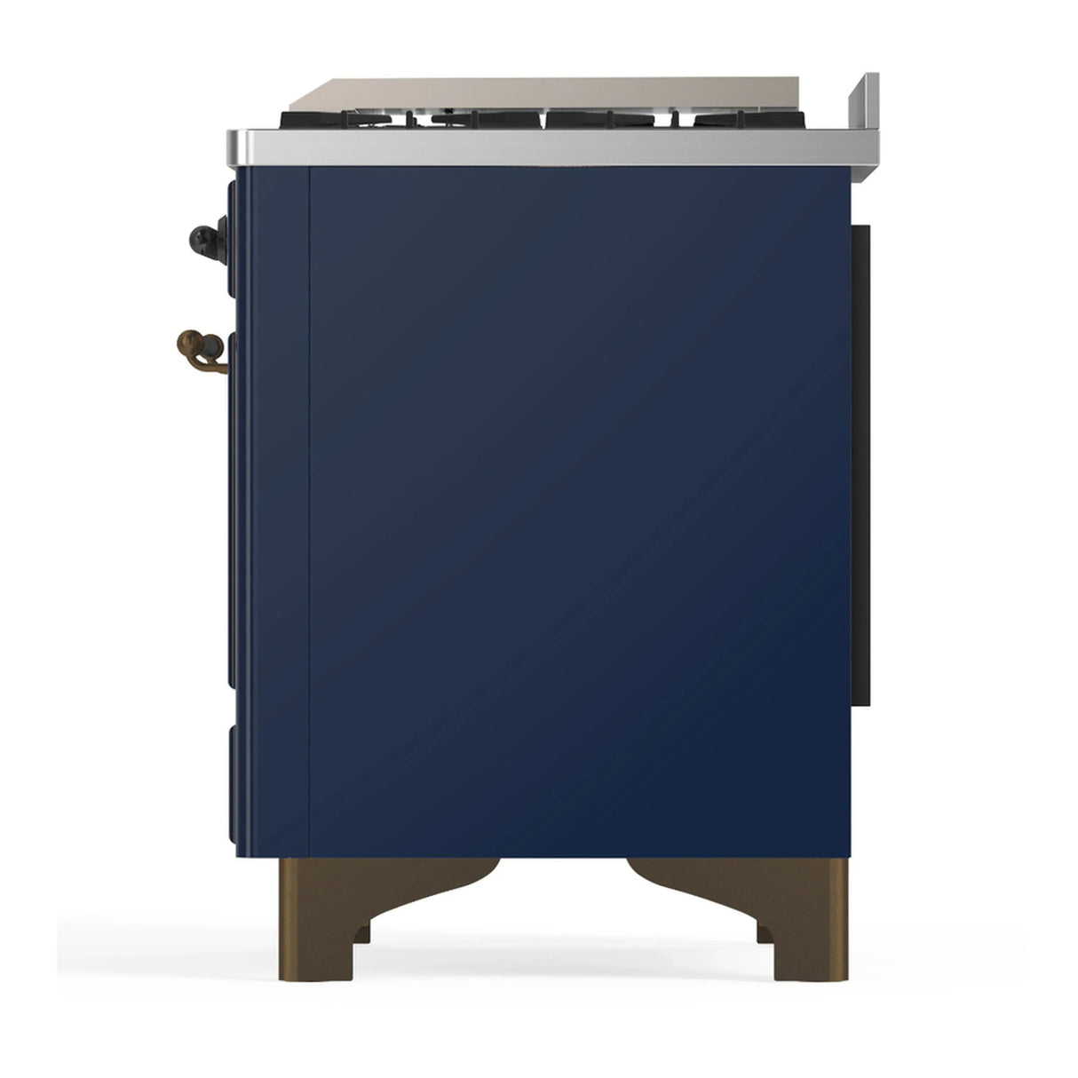 ILVE Majestic III 60-inch Dual Fuel Range with 7 Natural Gas Burner, Griddle and Triple Glass Door Electric Oven in Midnight Blue with Burnished Trim (UM60FNR3MBB)