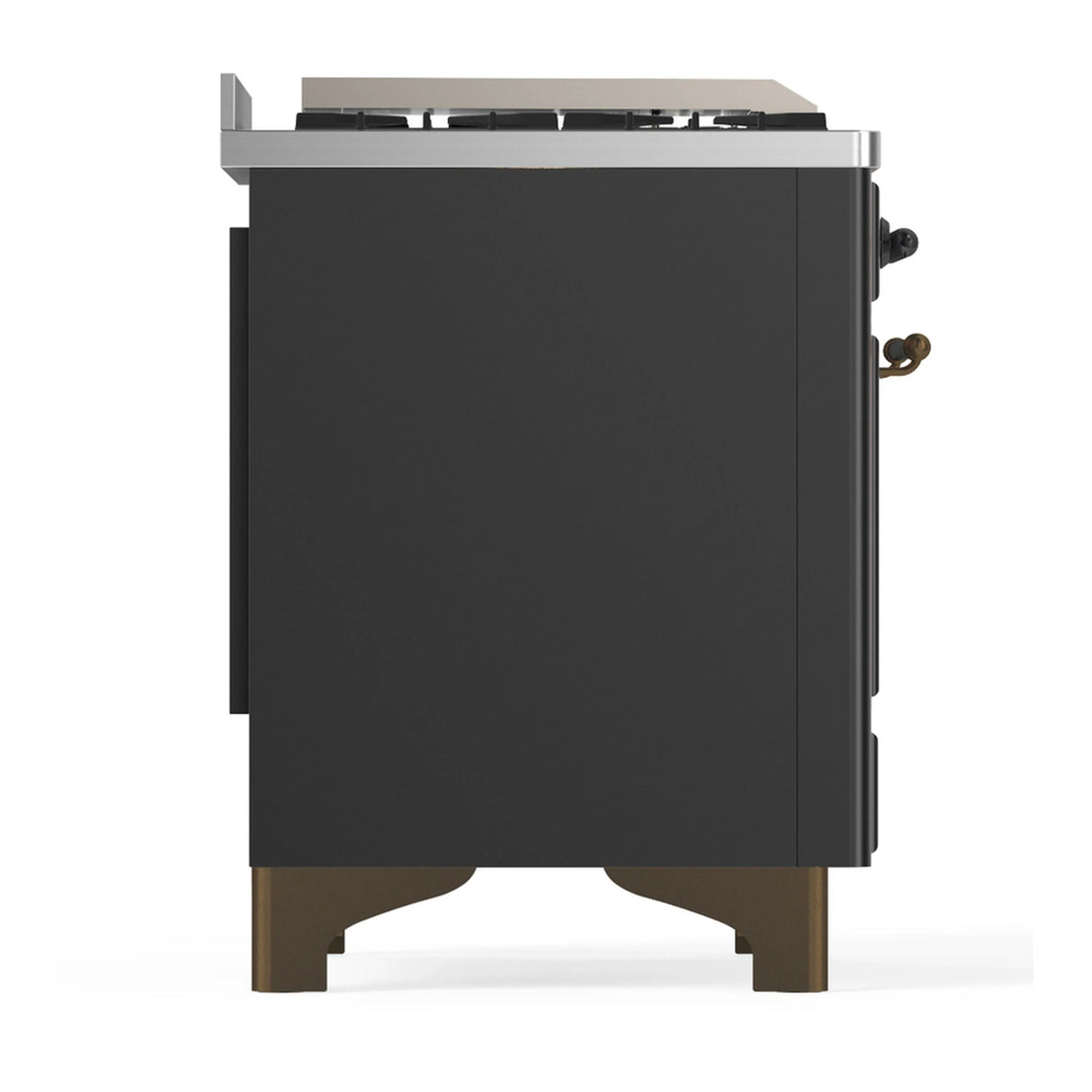 ILVE Majestic III 60-inch Dual Fuel Range with 7 Natural Gas Burner, Griddle and Triple Glass Door Electric Oven in Graphite Matte with Burnished Trim (UM60FNR3MGB)