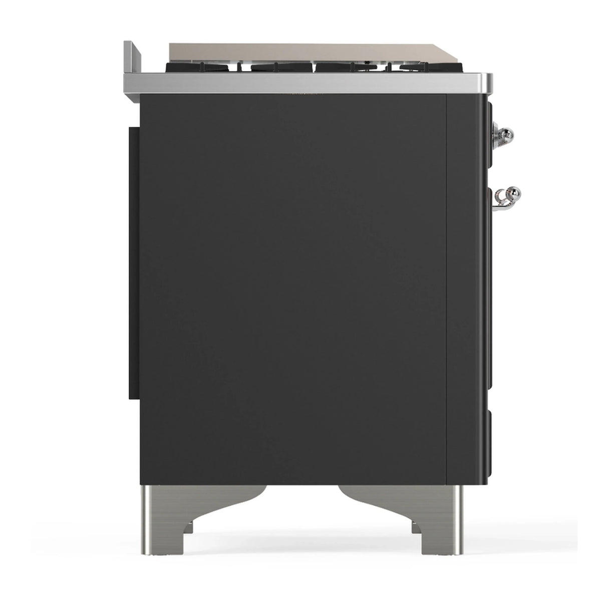ILVE Majestic III 60-inch Dual Fuel Range with 7 Natural Gas Burner, Griddle and Triple Glass Door Electric Oven in Graphite Matte with Chrome Trim (UM60FNR3MGC)