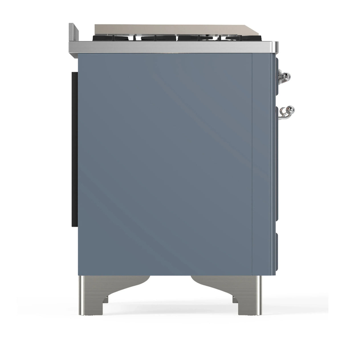ILVE Majestic III 60-inch Dual Fuel Range with 5 Liquid Propane Burner, Griddle and Solid Door Electric Oven in Blue Grey with Chrome Trim (UM60FQNR3BGCLP)