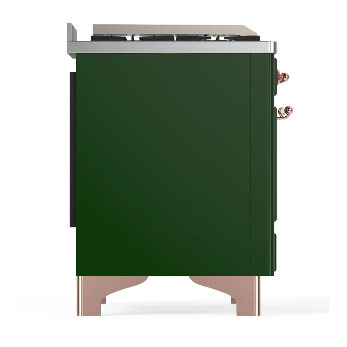 ILVE Majestic III 60-inch Dual Fuel Range with 7 Natural Gas Burner, Griddle and Solid Door Electric Oven in Emerald Green with Copper Trim (UM60FQNR3EGP)