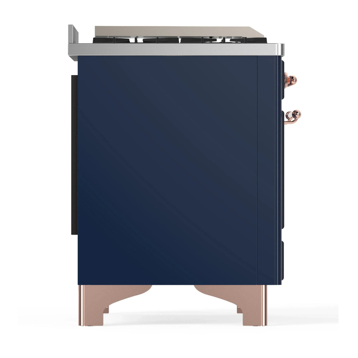 ILVE Majestic III 60-inch Dual Fuel Range with 5 Liquid Propane Burner, Griddle and Solid Door Electric Oven in Midnight Blue with Copper Trim (UM60FQNR3MBPLP)