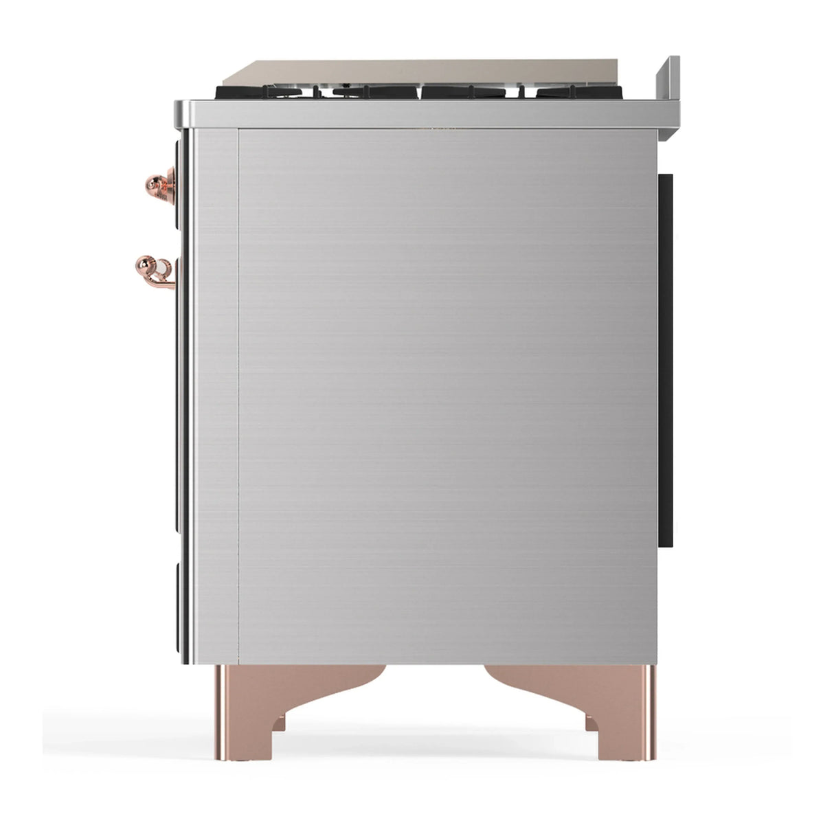 ILVE Majestic III 60-inch Dual Fuel Range with 7 Natural Gas Burner, Griddle and Solid Door Electric Oven in Stainless Steel with Copper Trim (UM60FQNR3SSP)