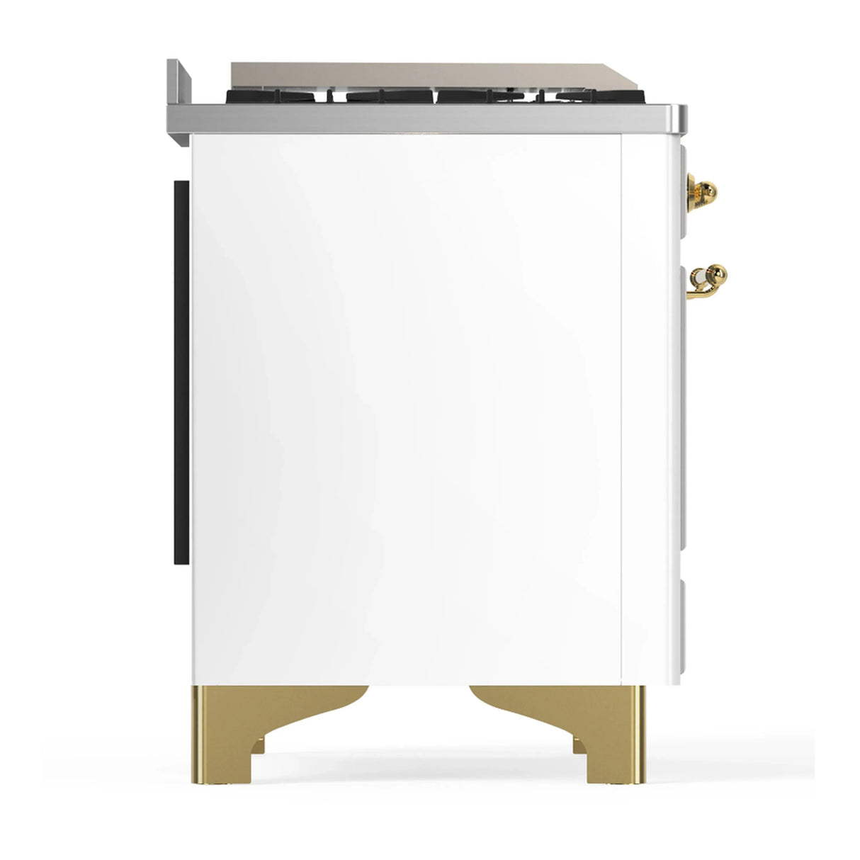 ILVE Majestic III 60-inch Dual Fuel Range with 5 Liquid Propane Burner, Griddle and Solid Door Electric Oven in White with Brass Trim (UM60FQNR3WHGLP)