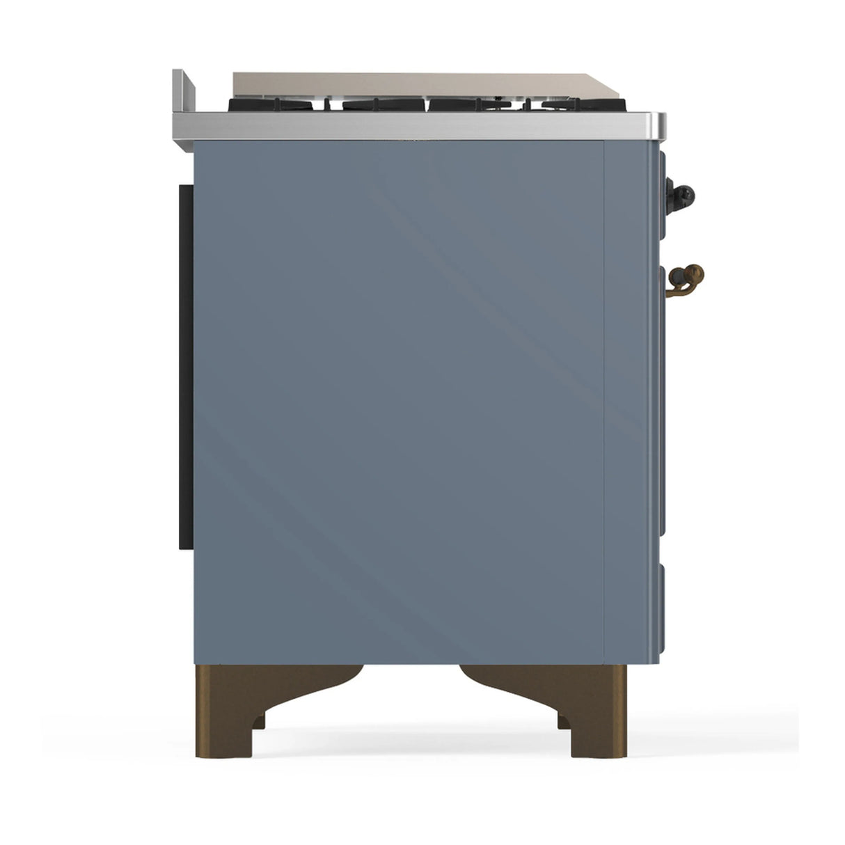 ILVE Majestic III 60-inch Dual Fuel Range with 7 Natural Gas Burner, Griddle, French Top and Triple Glass Door Electric Oven in Blue Grey with Burnished Trim (UM60FSNR3BGB)