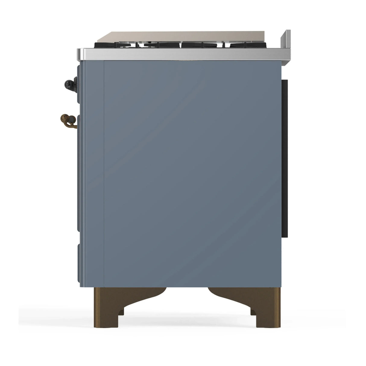 ILVE Majestic III 60-inch Dual Fuel Range with 7 Natural Gas Burner, Griddle, French Top and Triple Glass Door Electric Oven in Blue Grey with Burnished Trim (UM60FSNR3BGB)