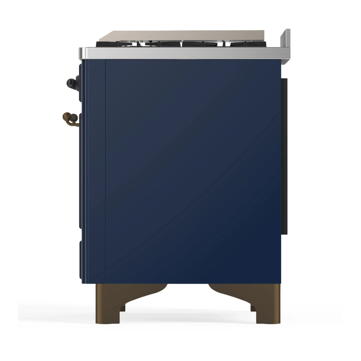 ILVE Majestic III 60-inch Dual Fuel Range with 5 Liquid Propane Burner, Griddle, French Top and Triple Glass Door Electric Oven in Midnight Blue with Burnished Trim (UM60FSNR3MBBLP)