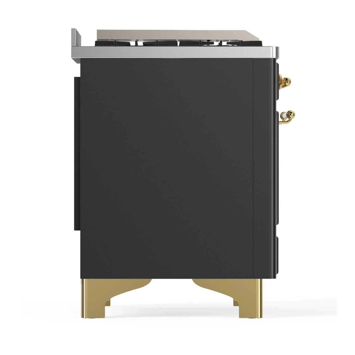 ILVE Majestic III 60-inch Dual Fuel Range with 5 Liquid Propane Burner, Griddle, French Top and Triple Glass Door Electric Oven in Graphite Matte with Brass Trim (UM60FSNR3MGGLP)