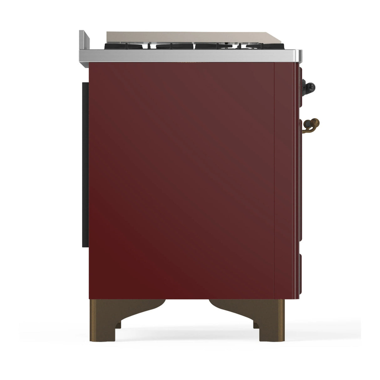 ILVE Majestic III 60-inch Dual Fuel Range with 5 Liquid Propane Burner, Griddle, French Top and Solid Door Electric Oven in Burgundy with Burnished Trim (UM60FSQNR3BUBLP)