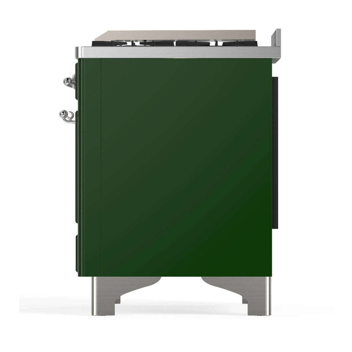 ILVE Majestic III 60-inch Dual Fuel Range with 7 Natural Gas Burner, Griddle, French Top and Solid Door Electric Oven in Emerald Green with Chrome Trim (UM60FSQNR3EGC)